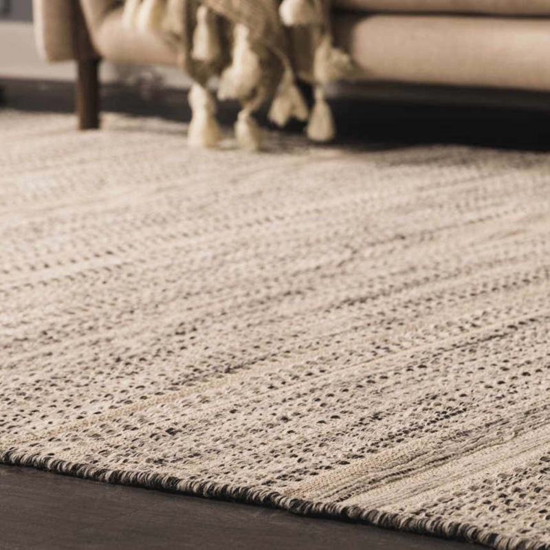 Area Rug Geometric High Contrast Ivory Charcoal Scandi Style
