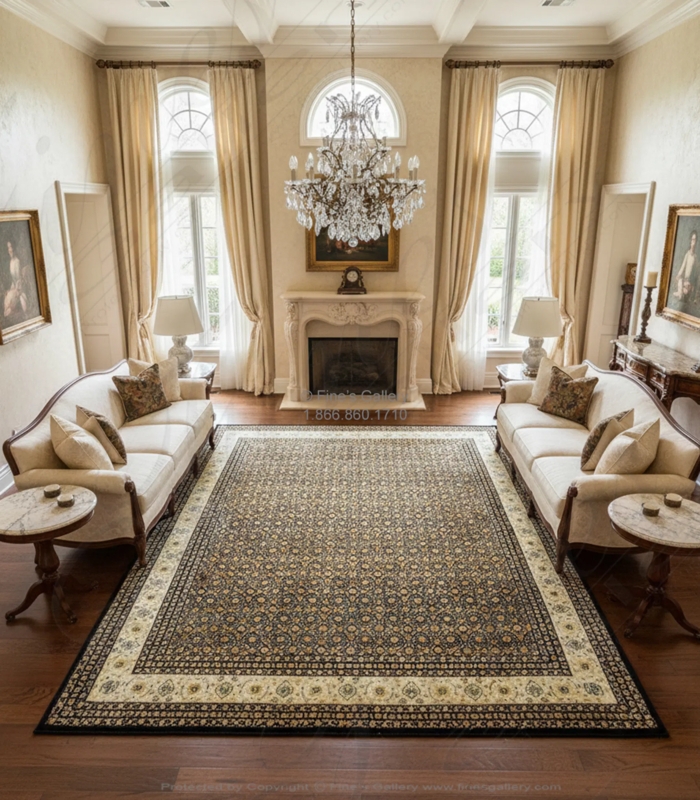 Area Rug Geometric Interlocking Rectangles Neutral Earth Tones