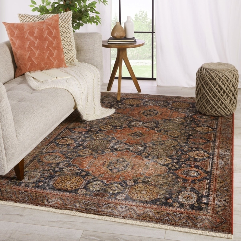 Area Rug Geometric Trellis Pattern Ivory Charcoal Modern Bohemian