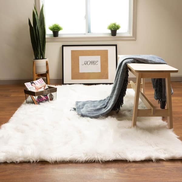 Area Rug Glam Faux Fur High Pile Shaggy Rectangular Plush Bedroom
