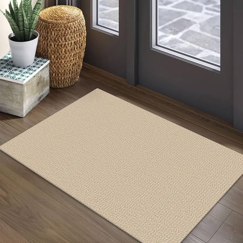 Area Rug Golden Beige Braided Geometric Modern Farmhouse Doormat
