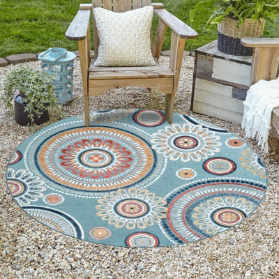 Area Rug Gray Beige Spiral Pattern Contemporary Woven
