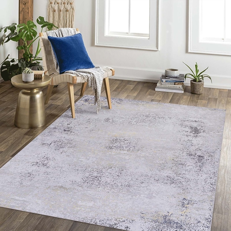 Area Rug Gray Diamond Trellis Geometric Boho Low Pile Living Room