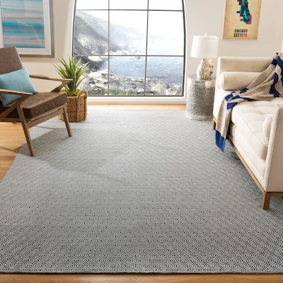 Area Rug, Gray Geometric Trellis, Thin Low-Profile Rug for Entryways