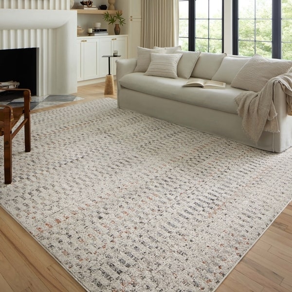 Area Rug Grey With Bright Accents Geometric Trellis Bohemian