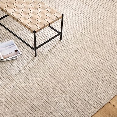 Area Rug Grid Pattern Wool-Like Minimalist Scandinavian Style