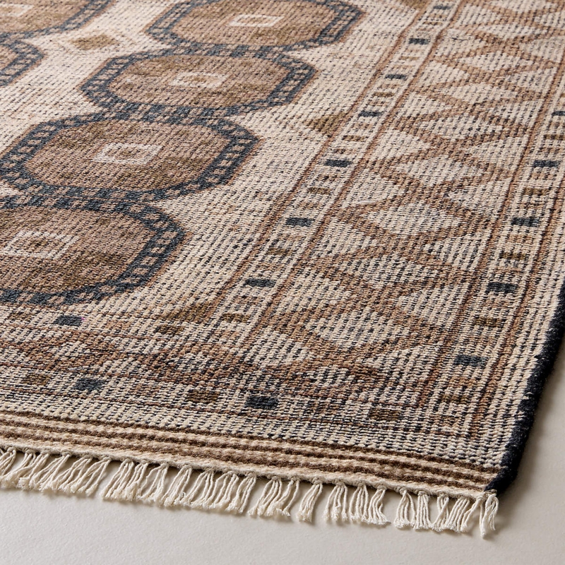 Area Rug Hand-Knotted Mottled Taupe Dense Wool Pile