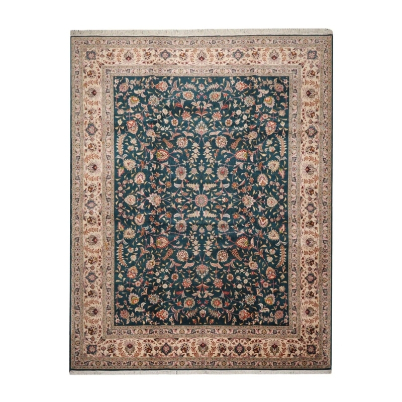 Area Rug Hand Knotted Texture Wool Silk Materials Fringed Ends Persian