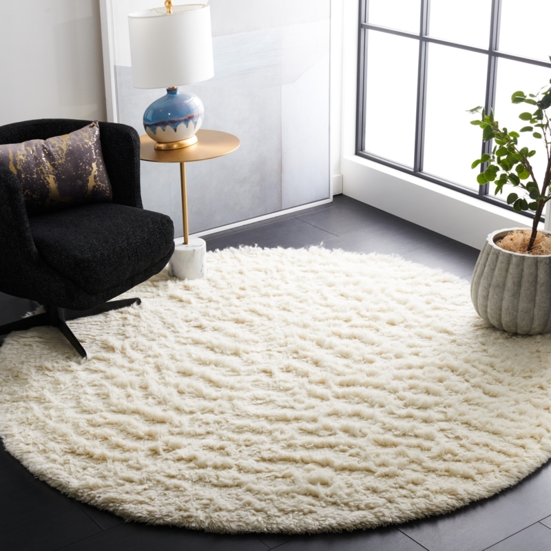 Area Rug Handmade Flokati Ivory Extra Thick Pile Scandinavian Shag