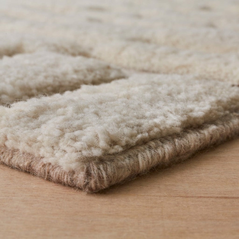 Area Rug Handwoven Asymmetric Linear Pattern Minimalist Geometric Wool