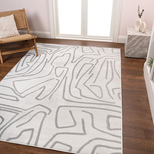Area Rug High-Low Pile Sculpted Texture with Abstract Loop Pattern Decor
