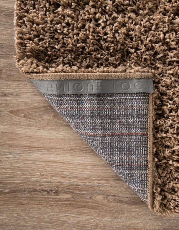 Area Rug High Pile Shag Texture Sandy Brown Woven Backing Cozy Bedroom Decor