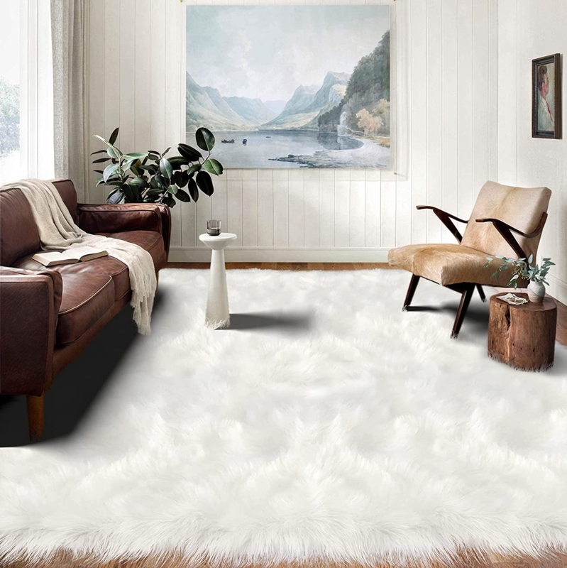 Area Rug High Pile Shag Texture Scandinavian Style Bedroom Ideas