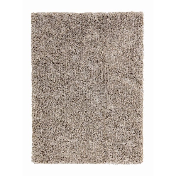Area Rug High Pile Shag Warm Sand Plush High Pile Beige Rug