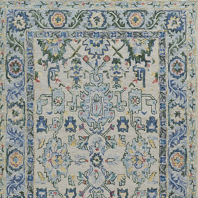 Area Rug in Saturated Maximalist Color Palette with Botanical Motifs.