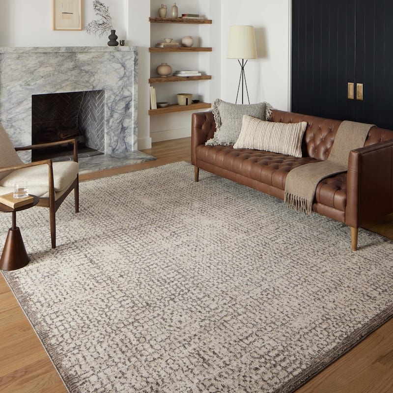 Area Rug, Industrial Distressed Abstract with Stone-Like Patina
