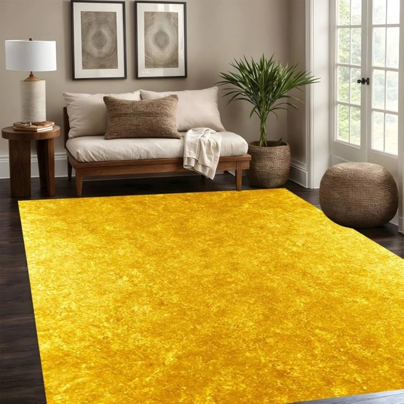 Area Rug Industrial Metallic Texture Gold Grey Distressed Look