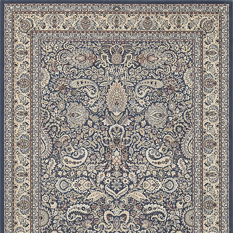 Area Rug Intricate Detail Paisley Ivory Transitional Living Room