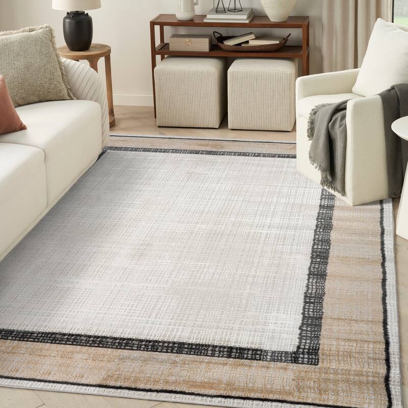 Area Rug Ivory Abstract Area Rug Decor Organic Swirl Pattern Marbled