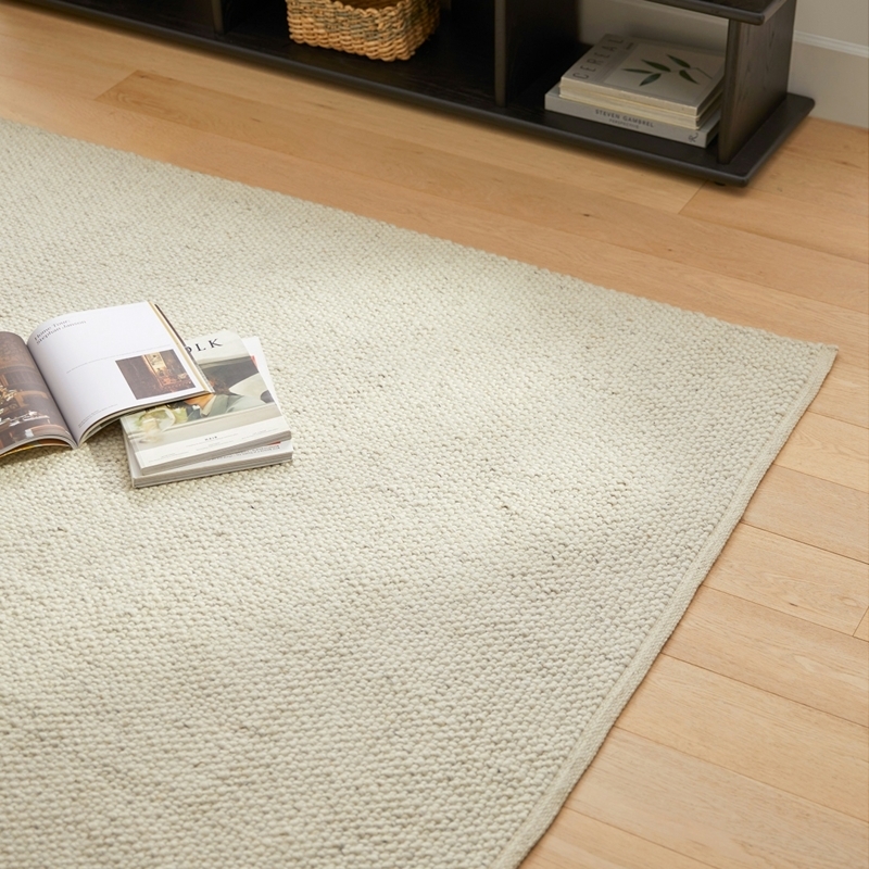 Area Rug Ivory Chunky Loop Texture Wool Handwoven Scandinavian Minimalist