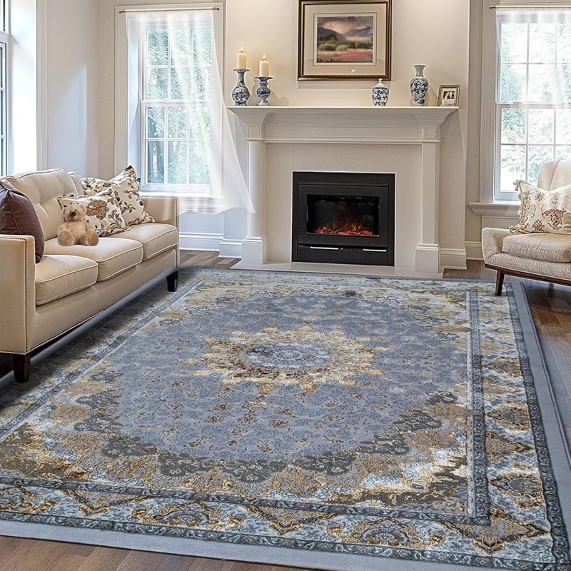Area Rug: Ivory Distressed Linear Geometric Pattern Minimalist Modern