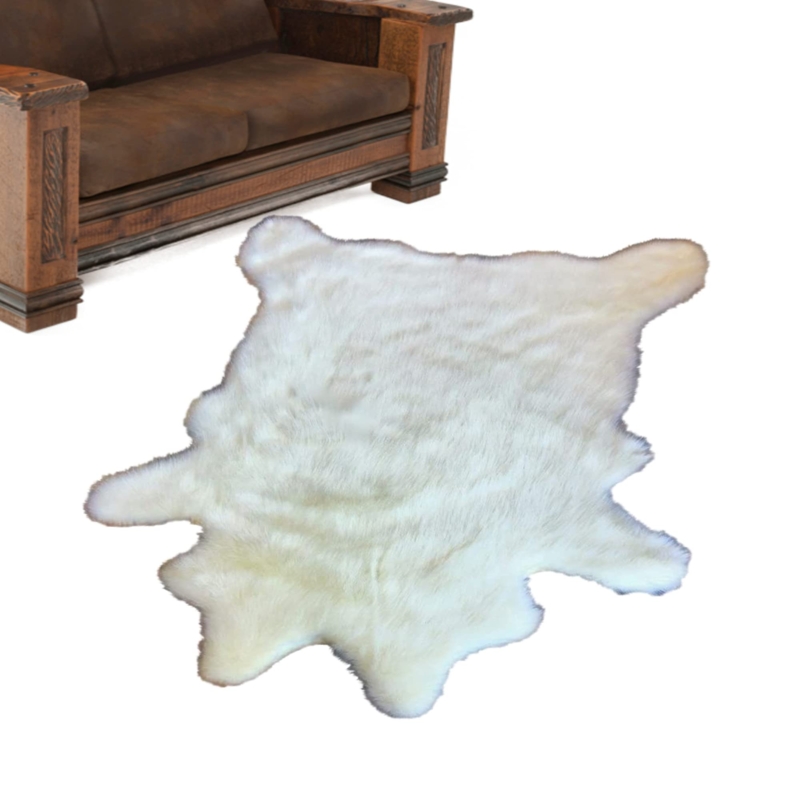 Area Rug Ivory Faux Fur Pelt Silhouette High Pile Animal Friendly Glam