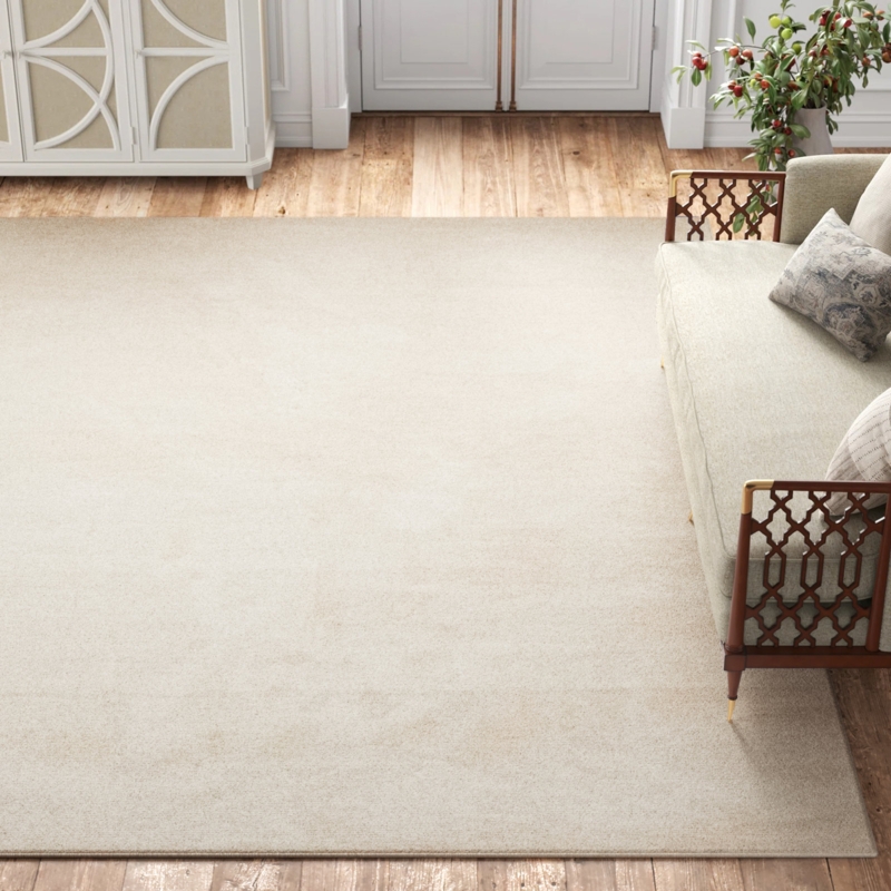 Area Rug Ivory Ribbed Texture Low Pile Modern Farmhouse