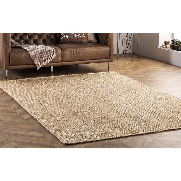 Area Rug Jute Braided Construction Natural Fiber Look Bohemian Coastal