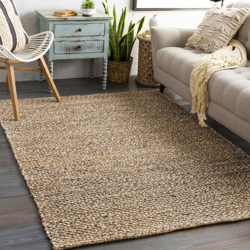 Area Rug, Large Chunky Jute Weave, Hand Woven, Minimalist Living Room