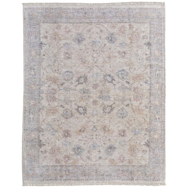 Area Rug Large Scale Botanical Soft Tri Color Palette Traditional Ivory