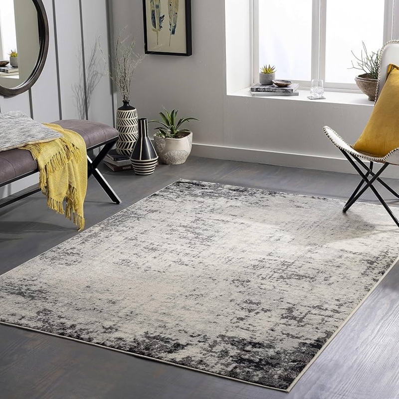 Area Rug Large Scale Contemporary Abstract Distressed 9x12
