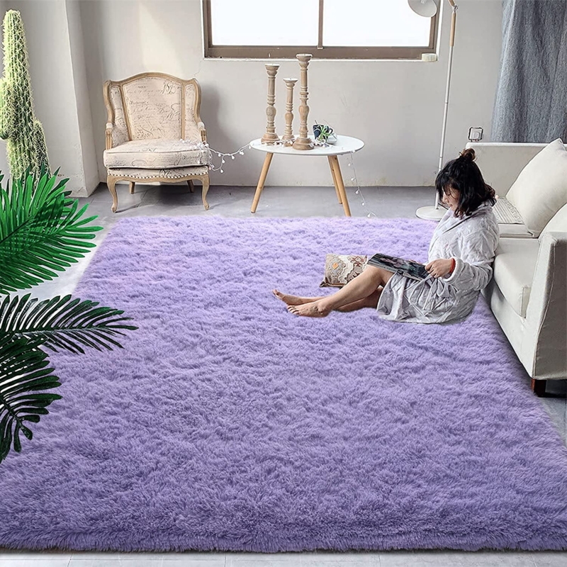 Area Rug Lavender Purple Shag Pile Plush Surface Contemporary