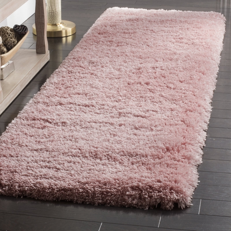 Area Rug: Light Pink High Pile Shag, Scandinavian Bedroom Styling