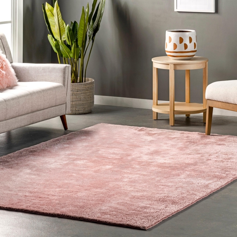Area Rug: Light Pink Shag Pile, Modern Nursery Floor Styling