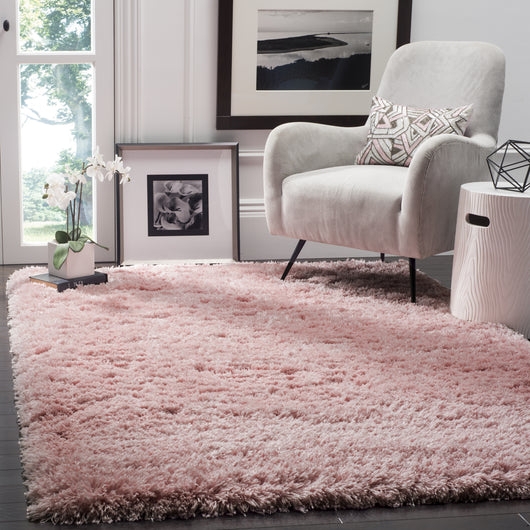 Area Rug: Light Pink Shag Plush Surface, Feminine Anchor