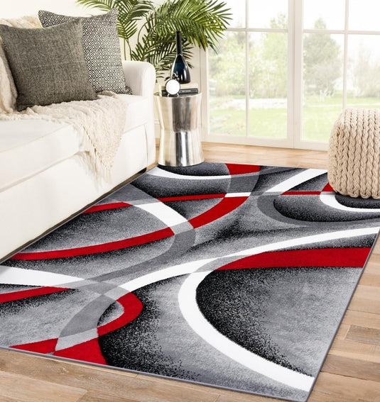 Area Rug Marble Pattern Cream High Low Pile Contemporary