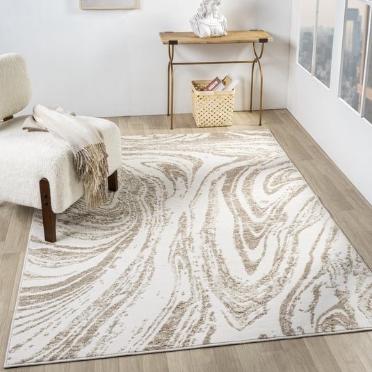Area Rug Marble Pattern High Low Pile Gold Accents Glam Bedroom.