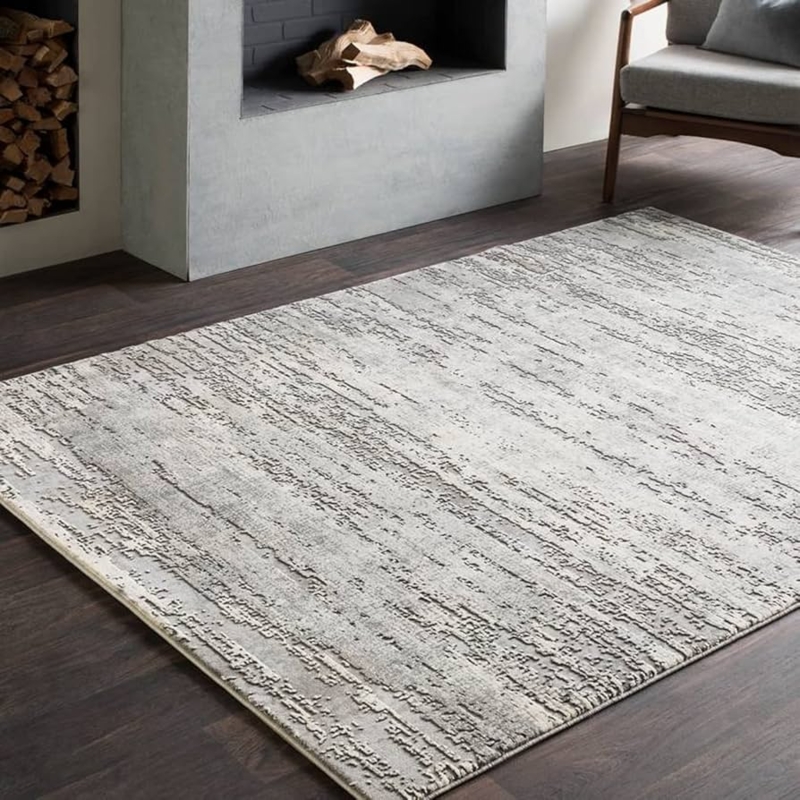 Area Rug Marble Swirl Pattern Neutral Tonal Palette Low Pile