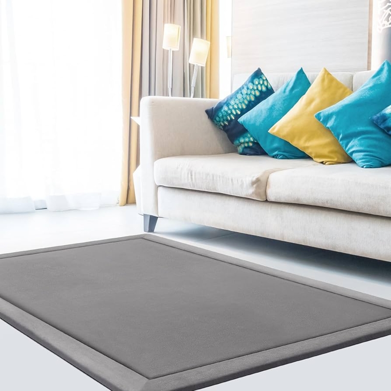 Area Rug Memory Foam Microfiber Plush Grey Rug For Hardwood Floors