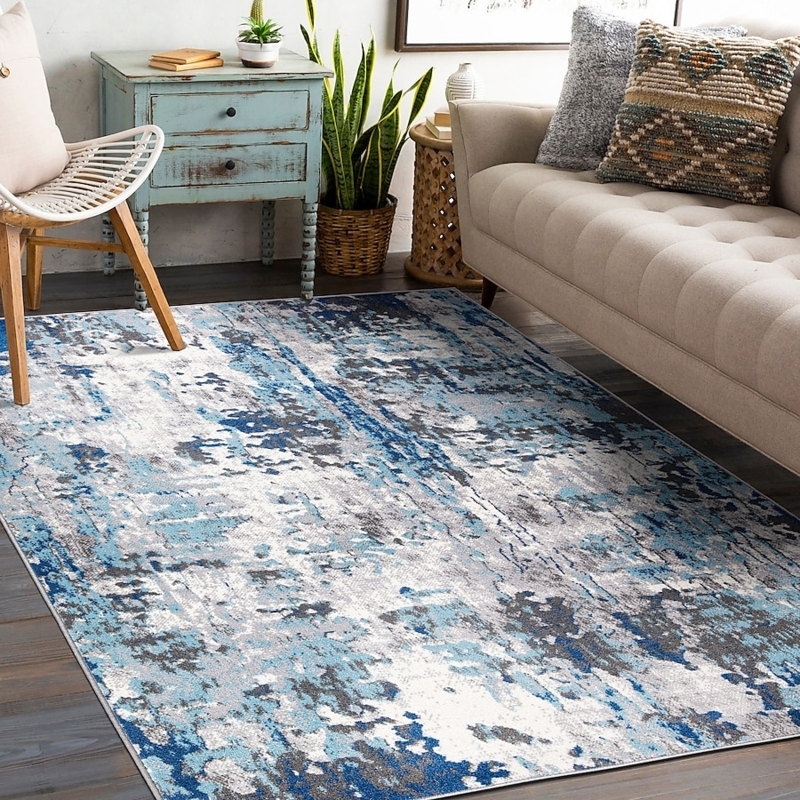 Area Rug Mid Century Modern Style Painterly Effect Abstract
