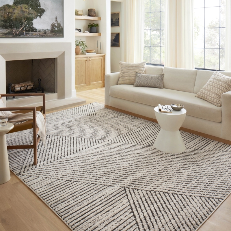 Area Rug Modern 3D Geometric High-Low Pile Grey Tonal Variation