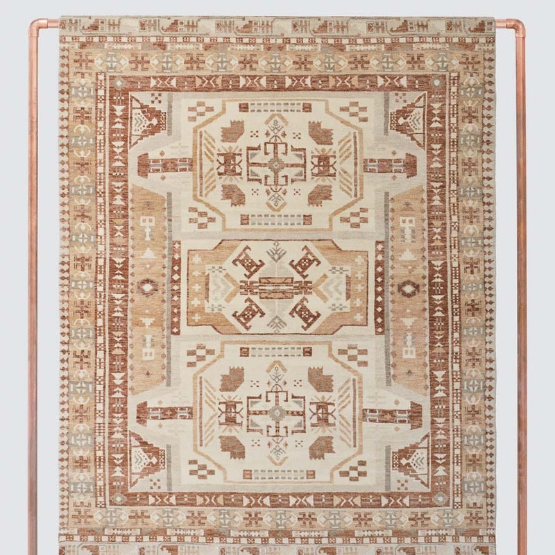 Area Rug Modern Bohemian Hand-Knotted Dashed Fringe
