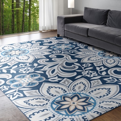Area Rug Modern Geometric Concentric Lines High Contrast Neutrals