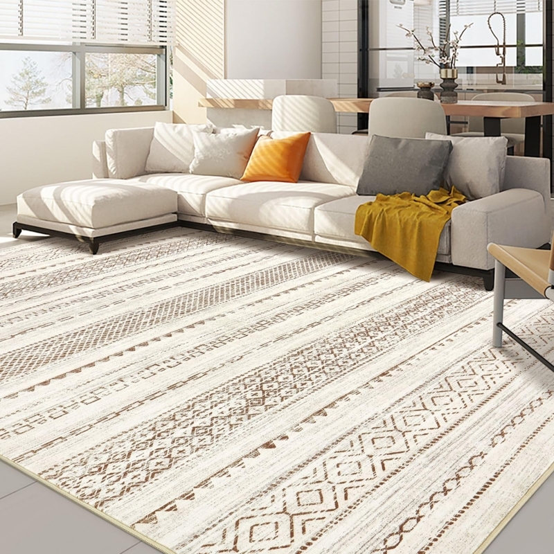 Area Rug Modern Tribal Rug For Bedroom Cream Black Diamond Pattern