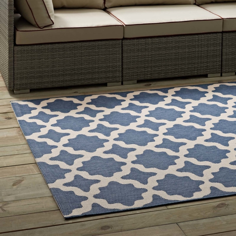 Area Rug Moroccan Trellis Pattern Transitional Outdoor Living Decor