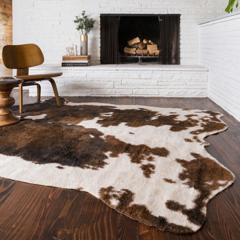 Area Rug Mottled Organic Pattern Short Pile Brown And Beige Floor Decor