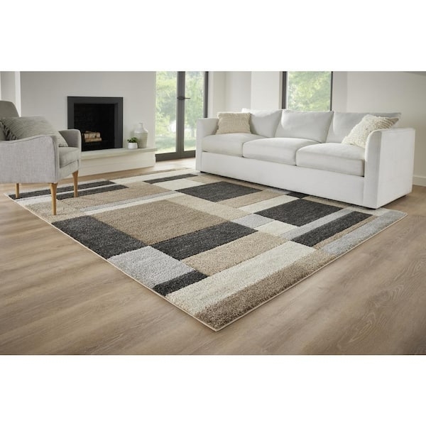 Area Rug Multi Colored Polygons Abstract Color Block Low Pile