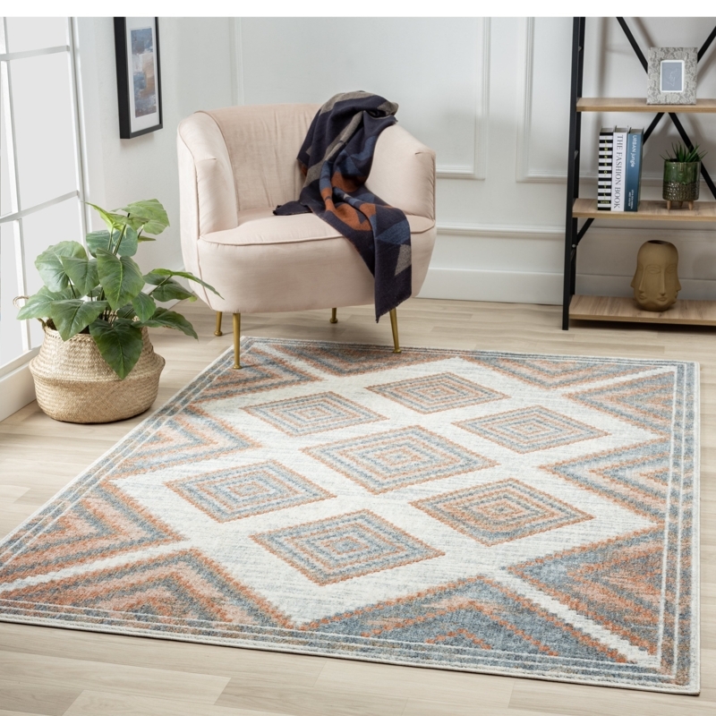 Area Rug Multicolor Geometric Triangles Vibrant Styling