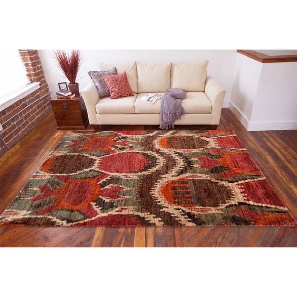Area Rug Natural Hemp Fiber Hand Knotted Ikat Cream Tan