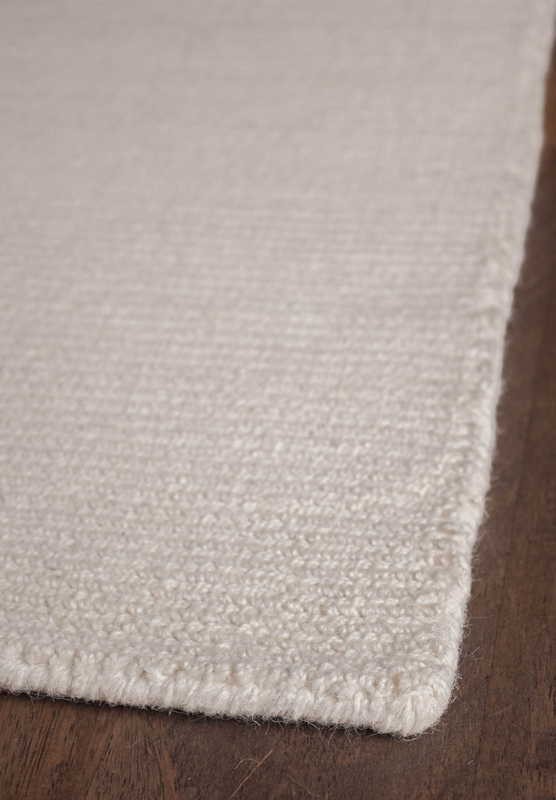 Area Rug Natural Ivory Tone Solid Color Hooked Loop Pile Minimalist